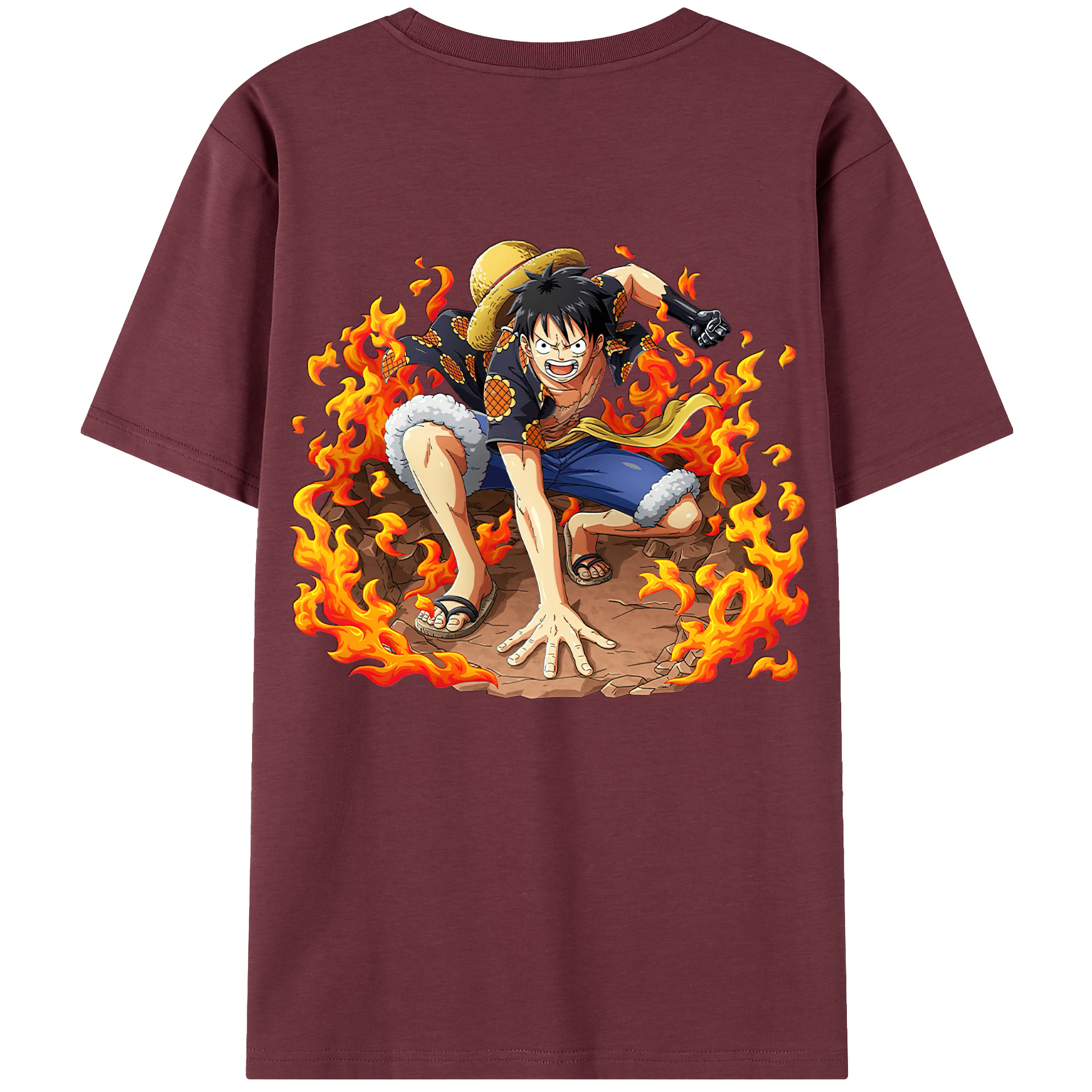 ワンピース モンキー・D・ルフィ ONE PIECE Monkey D. Luffy 綿100％半袖Tシャツ（背面プリント）